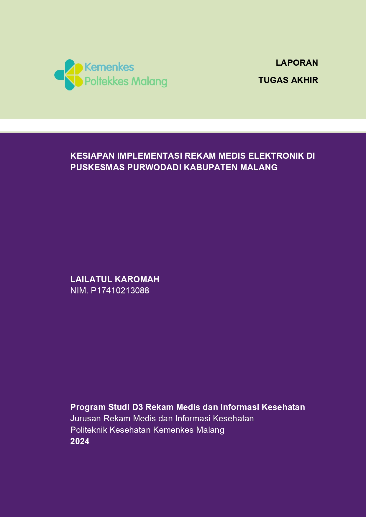 KESIAPAN IMPLEMENTASI REKAM MEDIS ELEKTRONIK  DI PUSKESMAS PURWODADI KABUPATEN PASURUAN