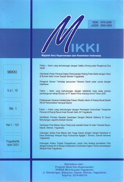 MIKKI Jurnal : Majalah Ilmu Keperawatan dan Kesehatan Indonesia