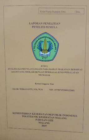 ANALISA KANDUNGAN LOGAM PADA BAHAN MAKANAN BERSIFAT ASAM YANG DIOLAH DENGAN BERBAGAI JENIS PERALATAN  MEMASAK